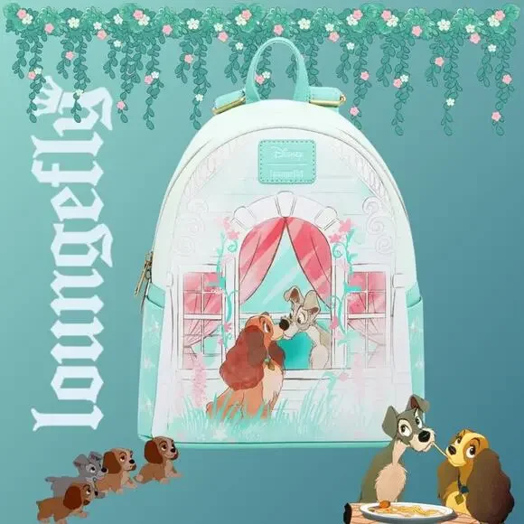 NWT Loungefly Disney Lady And The Tramp Window Kiss Mini Backpack - Picture 6 of 6